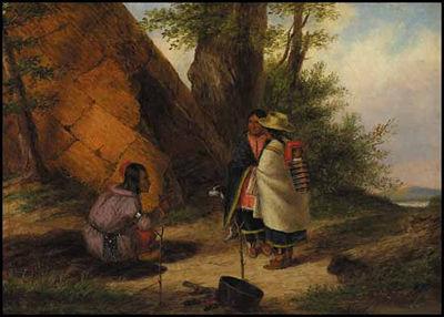  Indians Meeting by a Teepee